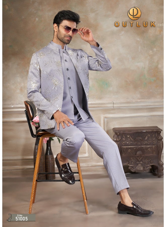 OUTLUK Lavender Jodhpuri Suit for Men - Image 2